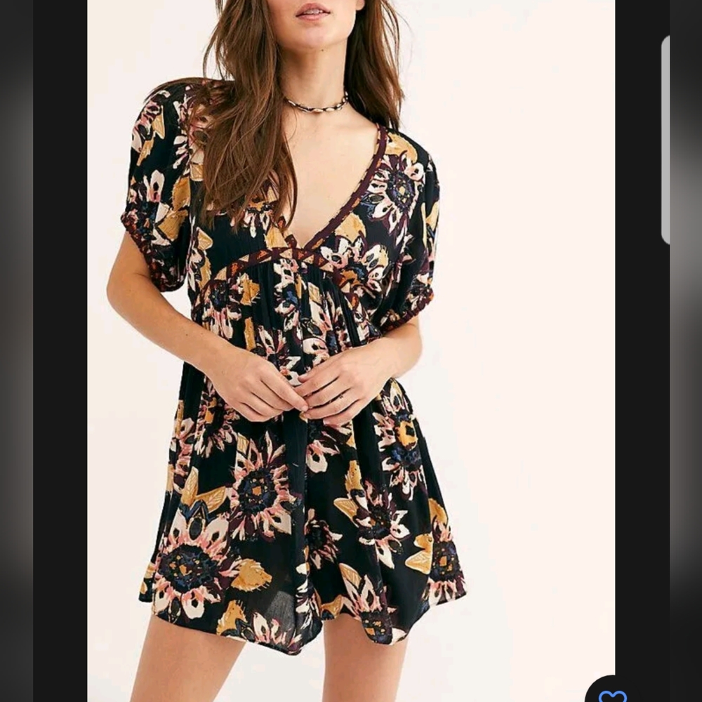 Free People Black Floral Romper
